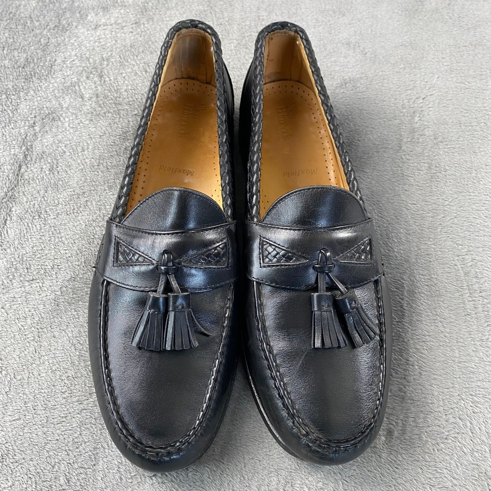 Allen Edmonds Loafers Mens 11.5 C Black Maxfield Tassel Woven Leather Shoe USA